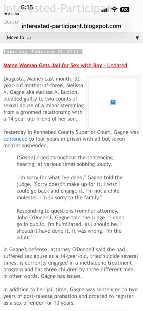 Public Information Documentation regarding Melissa Buxton